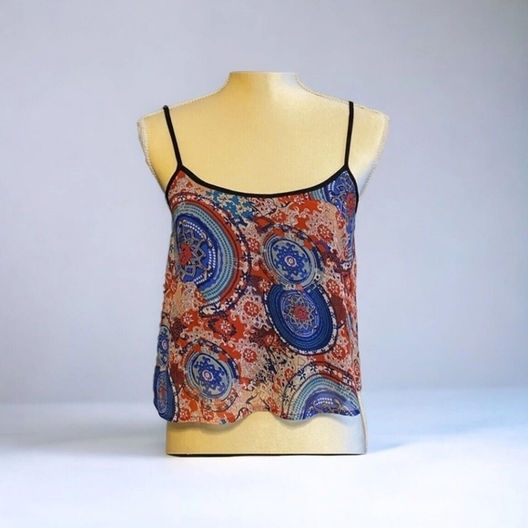 Sans Souci flowy crop top blouse small *C - Picture 3 of 8